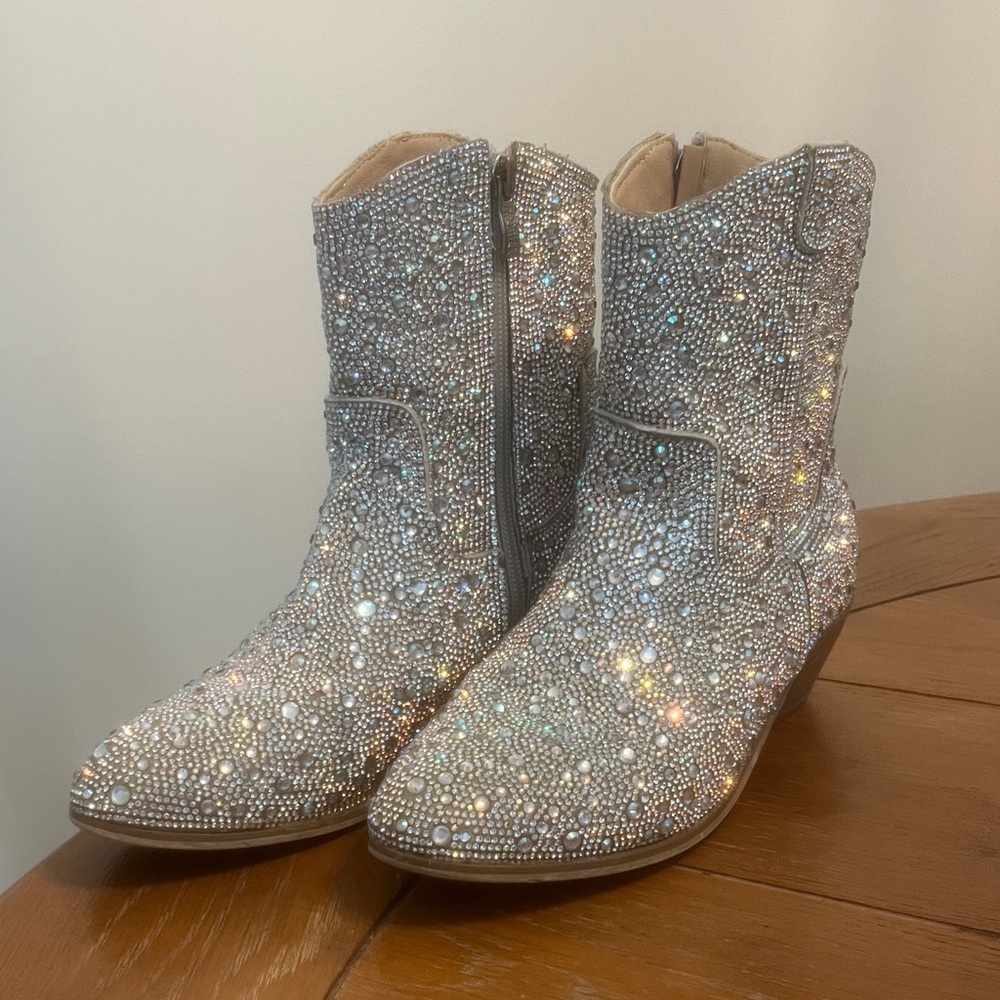 Badgley Mischka Sparkling Silver Kids Boots